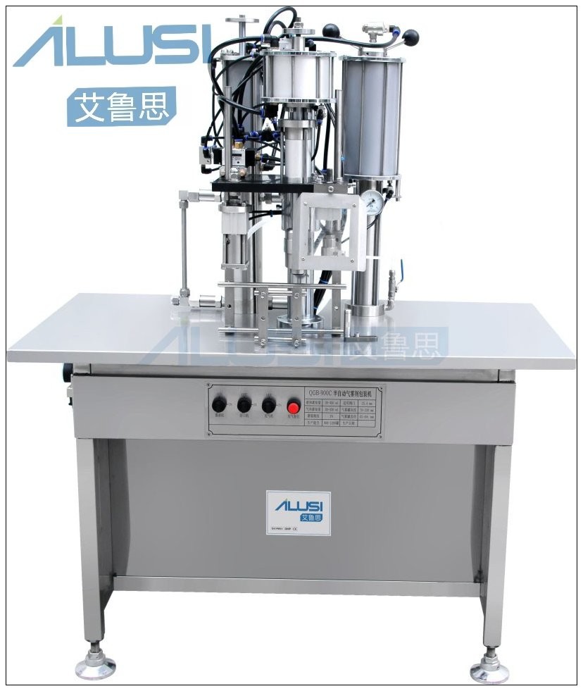 Aerosol Spray Filling Machine, Manual Push Aerosol Filling Machine Semi-Automatic 3 in 1 0.9 M3/Min 0.65-1.0MPa 20-500ml