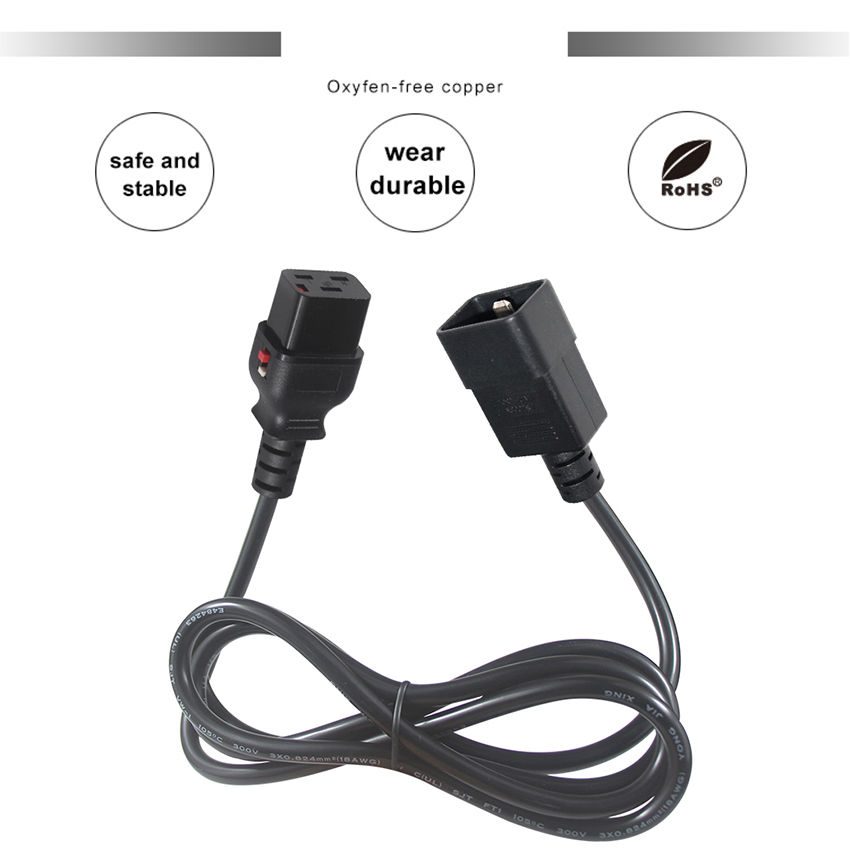 Indoor Hospital Grade C19 C20 3 Prong Power Cord with CEI Male End Type and Extend Outlet