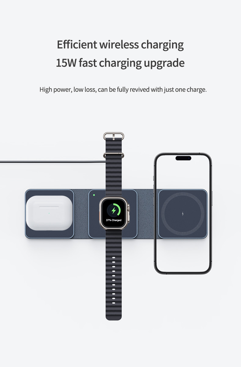 Magnetic Foldable 3-in-1 Travel Wireless Charger For Apple Devices