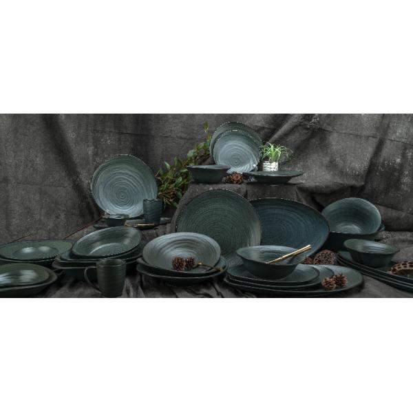 Dark Night Color 12Pc Reactive Glaze Dinnerware Set For Hotel Restaurant