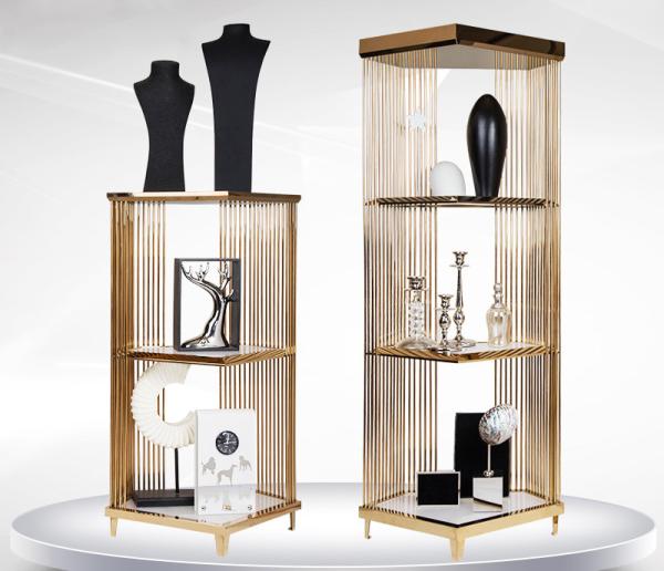 Quality Mirror Surface Clothes Shop Display Shelving With Led Light OEM / ODM Available for sale
