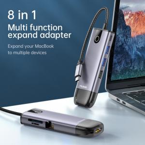 China Aluminum Alloy Type C To Multi USB 20V 5A PD HDMI Adapter Dock on sale