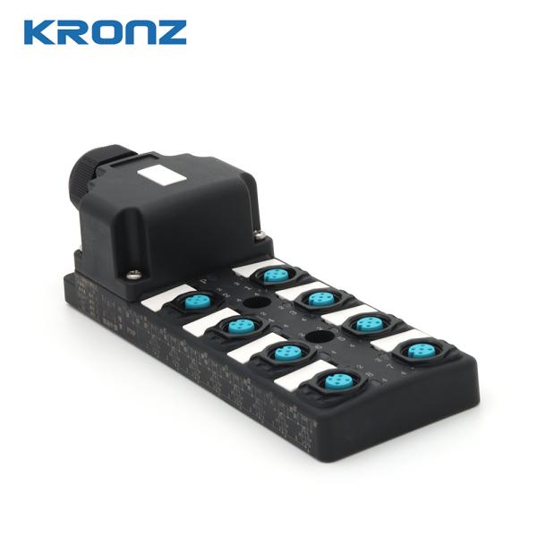 Quality Industrial Distribution Box Dual Channel 8 Position PNP M12 Connector Junction Box for sale