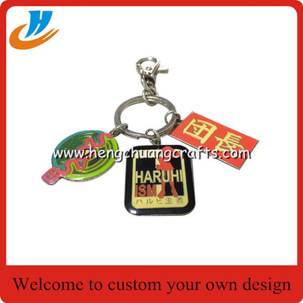 Quality K002 Zinc alloy keychain keyring,custom yoru own logo soft and hard enamel keychain with epoxy for sale