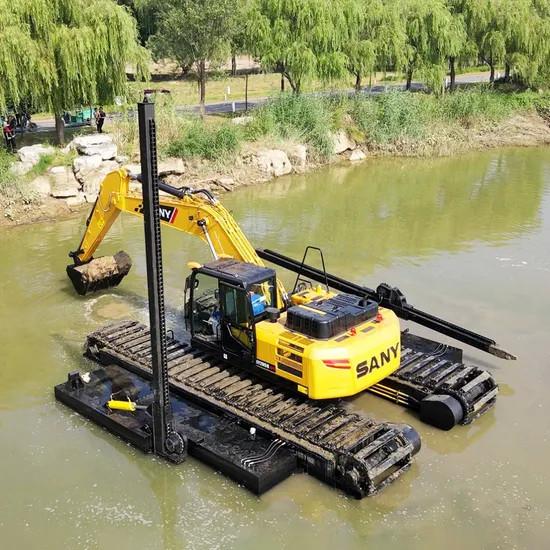 Quality Amphibious Excavator Pontoon Float System for River Lake Swamp Dredging Equipment for sale