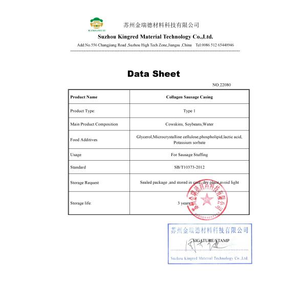 HALAL Certified Uniform Size Food Grade Collagen Sausage Casings for Smoked and Wind Dry Sausages