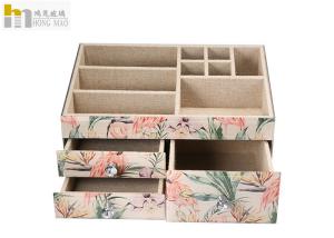 Three Layer Glass Desk Organizer Box With Partition No Cover Multi Functional