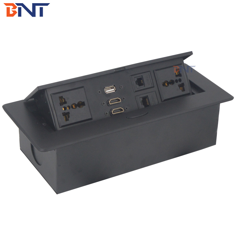Office table mounted round corner multimedia table top socket box