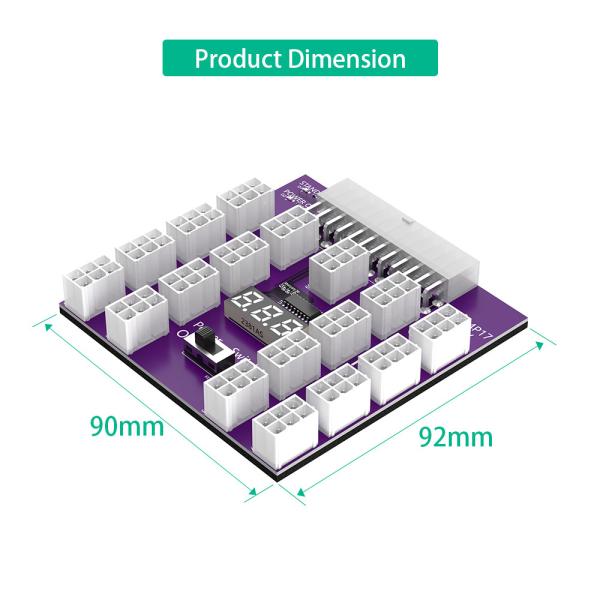 ATX 24PIN To 17 x 12V PCI-E 6Pin Connector Breakout Board Support Max 800W Computer Power Supply