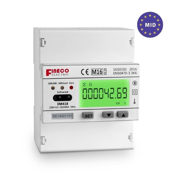 Quality Single Phase Digital Electricity Smart Programmable Energy Meter 230V 10 100 A MID Approved for sale