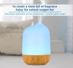 300ML Ultrasonic Wood Grain Aroma Diffuser with 7 Color Lights and 4 Timer,Auto