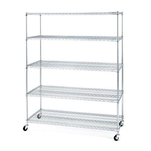 Quality Supermarket Movable Industrial Wire Shelving With 5 Shelves 24” X 60” X 72” for sale