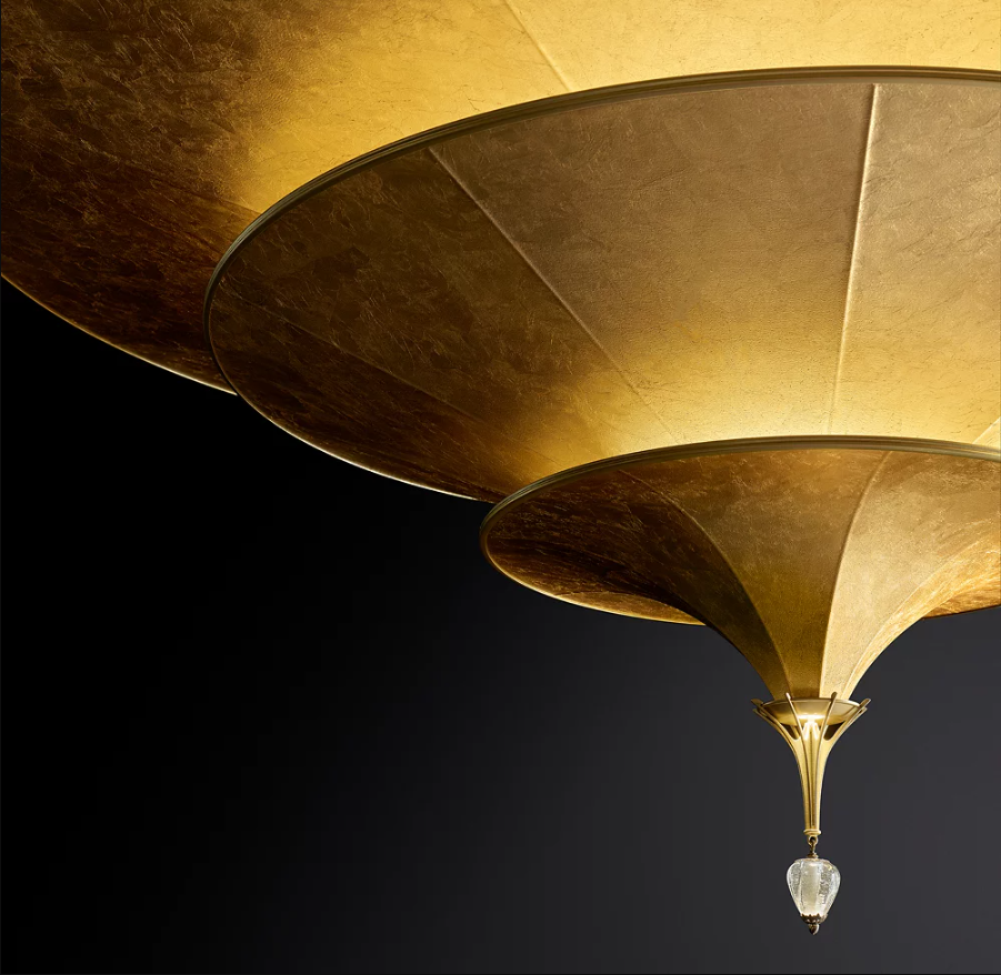 Yihao Custom Medieval Style Multi-Layer Ceramic Pendant Light Umbrella Shaped for Exhibition Hall Chandeliers