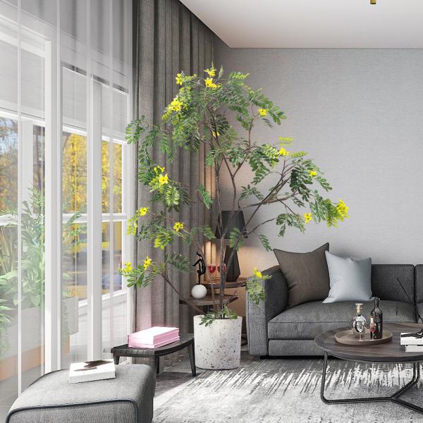 Quality Plastic Artificial Potted Floor Plants Sunshine Trees For Indoor Outdoor Decor for sale