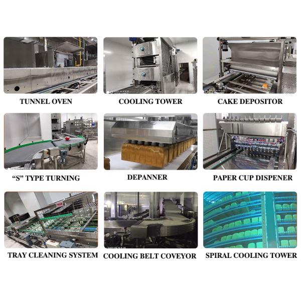 90 Degree Curved Conveyor 1000kg/H Automatic Cake Production Line