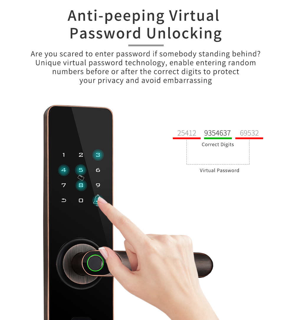 Keyless Entry Mortise Door Lock With Biometric Fingerprint Touchscreen Smart