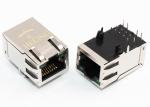 Shielded 1000 Base - T Magnetic RJ45 Jack Tab Up With LED And EMI Finger