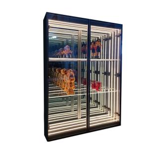China Eye-Catching High Brightness LED Light Glass Display Case for Wine and Beer Display on sale