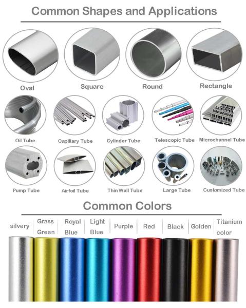 Quality Extruded Aluminum Tube Round, rectangular,Oval, Square and custom Profiles for sale