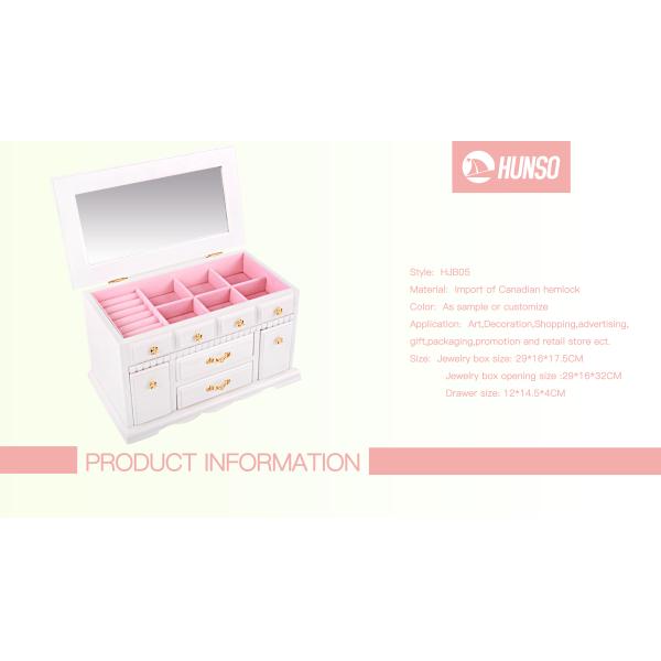 Tall Girls Standing Jewelry Box Wooden High Capacity Exquisite Mirror Necklace Holder