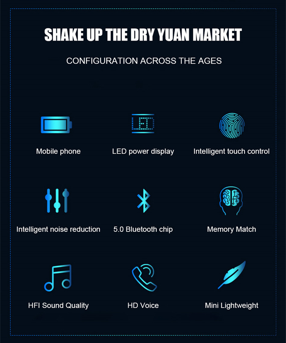 Wireless Earphone Bluetooth V5.0 F9 Tws Wireless Bluetooth LED Display Headphone (With 2000mAh Power Bank Headset, With Microphone)
