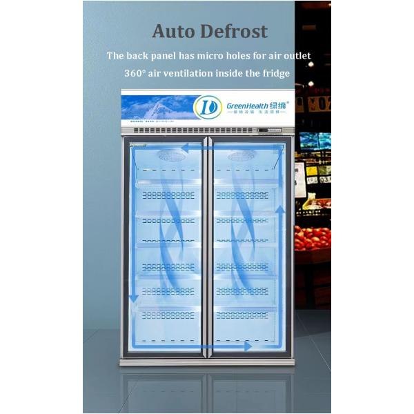 Food Freezing Display Freezer With Two Glass Doors On The Upper Unit