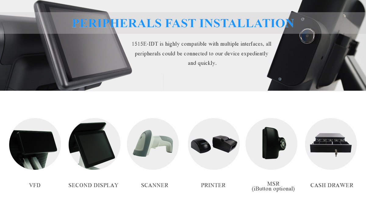 TFT LCD 15 Inch 10 Points Touch Screen POS Terminal Bezel Free