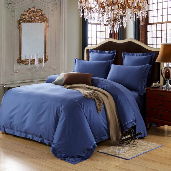 Quality Dark Blue Home Textile Products Egyptian Cotton Bedding Sets Good Permeability for sale