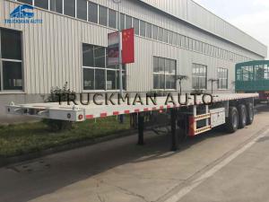 Mn Steel Flatbed Container Trailer ,  Semi Storage Containers In 60 Tons Loading Capacity