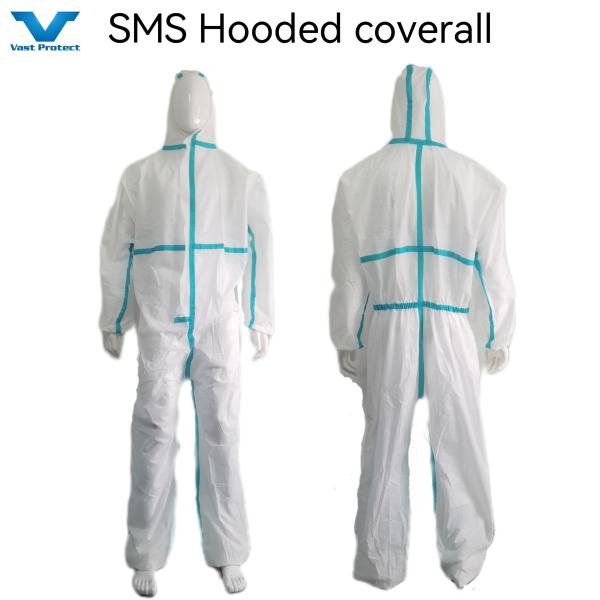 Quality Flexible Dustproof VASTPROTECT-603 Disposable Isolation SMS Coverall with Stick Strip for sale