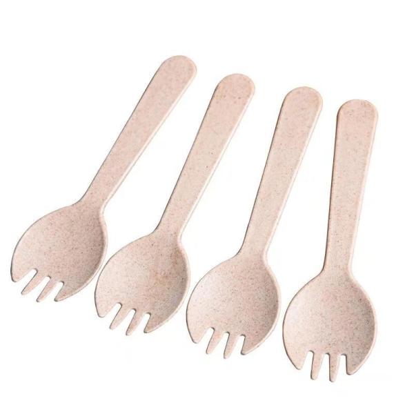 Quality 115mm Disposable Wheat Salad Ice Cream Mini Spork for sale