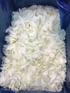 IQF Frozen White Onion Slice, natural length, thickness rang from 3 mm to 10 mm