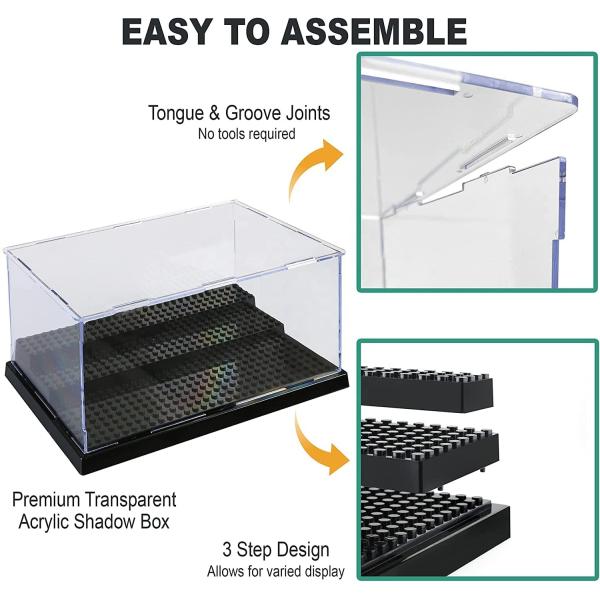 Lockable Clear Figure Display Case 3-Step Lego Mini Character Collectors Can Stack Clear Storage