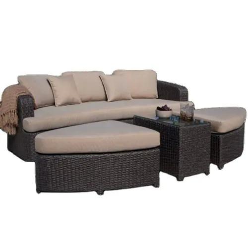 Quality Rattan/ wicker pool lounger sofa chair with ottomans & tables---6125 for sale