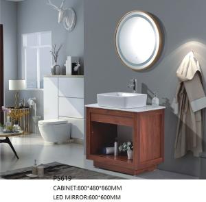 Durable Floor Mounted Bathroom Cabinet with LED Mirror , PVC Modern Bathroom Vanity