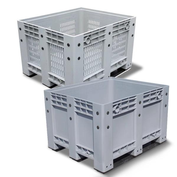 Big Bulk Container, Large Plastic Pallet Box Container With Lid / Cover & Wheels Or Without Heavy Duty Industrial Use Folding Plastic Pallet Box