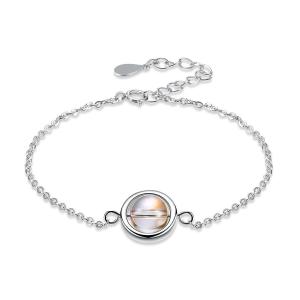 China 0.64ft 2.4g Sterling Silver Slider Bracelets S925 Adjustable Round Bead Bracelet on sale
