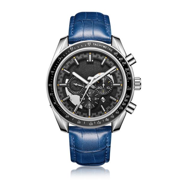 45mm Alloy Shell Mens Mechanical Watches Leather Strap Automatic Movement