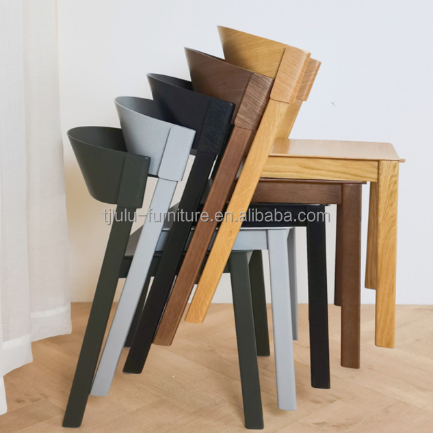 OEM Service Accepted Modern Nordic Dining Room Antique Curved Solid Wood Stackable Chair Fully Assembled with and OEM