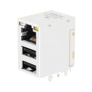 Buy cheap RU1-161A9WGF Compatible LINK-PP LPJU5202BONL 1000 Base-T RJ45 Magjack With Dual USB Orange&amp;Green/Yellow LED product