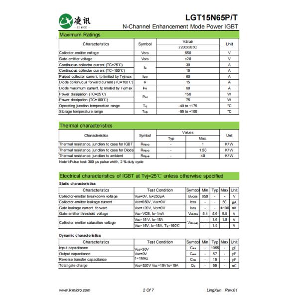High Efficiency 15A 650V High Power IGBT TO-263C For Motor Control