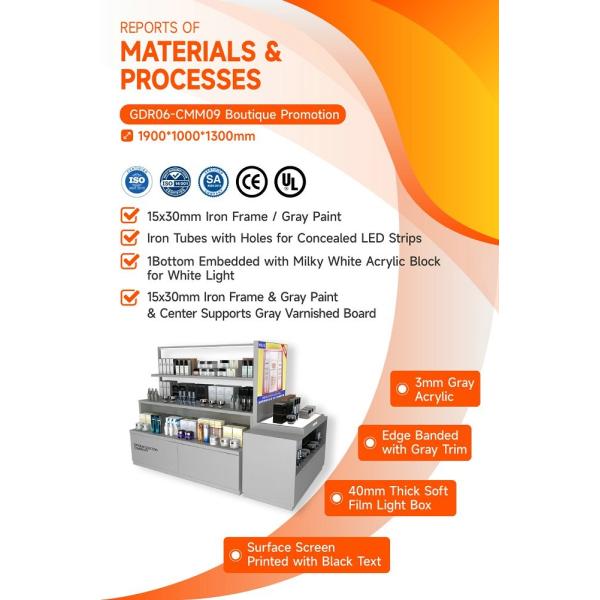 GDR06-CMM09 Retail Display Stand with 40mm Soft Film Light Box and LED Strips for Fashion Boutique