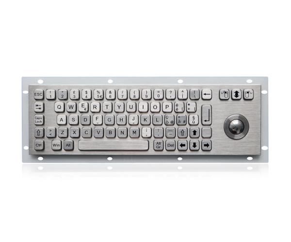 Quality 69 keys compact format IP65 static stainless steel keyboard with optical trackball for sale