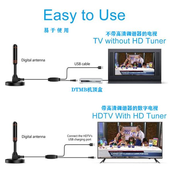 DTMB ATSC PCI USB Tuner High Gain Indoor TV Antenna With Magnetic Base