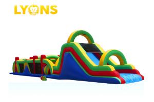 0.55mm PVC Tarpualin Giant Inflatable Obstacle Course With Slide CE / UL