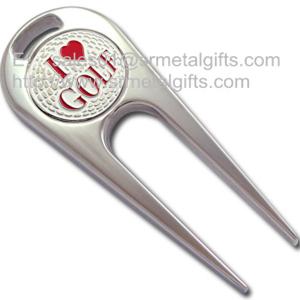 Buy cheap Chrome golf pitchmark repairer with magnetic ball marker, metal golf gift set product