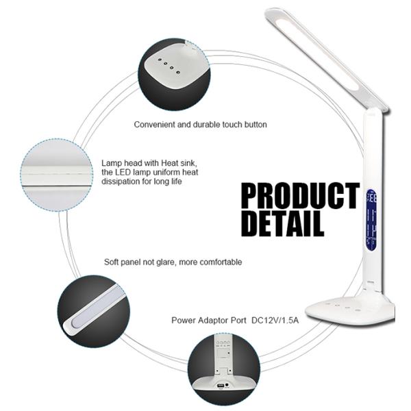 5 Steps Touch Dimming USB LED Table Lamp 8W With Calendar Eye Protection