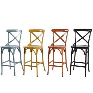 PP Plastic Outdoor Bar Stools X Cross Back Stackable Polypropylene Bar Stools