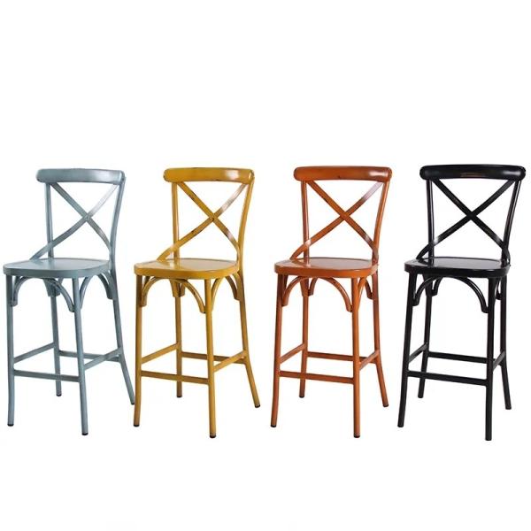Quality PP Plastic Outdoor Bar Stools X Cross Back Stackable Polypropylene Bar Stools for sale