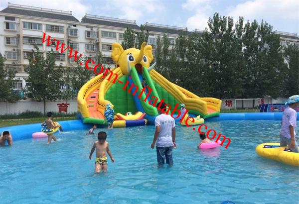 Quality children large inflatable water pool with slide giant inflatable pool slide for adult for sale